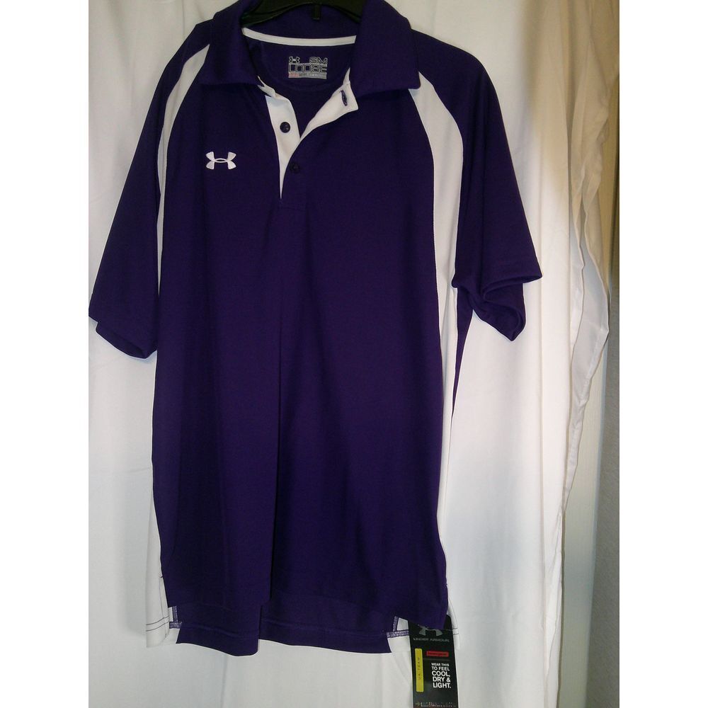 Under Armour Men's Purple Athletic Polo Shirt Moisture Wicking Sports Top SM NWT